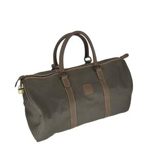 Authentic Vintage Dunhill Herringbone Canvas Leather Weekender Duffle 45cm